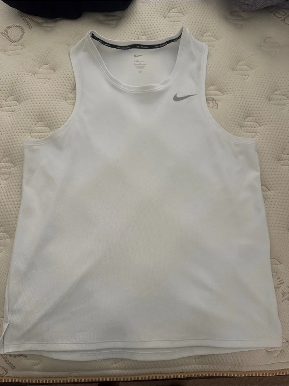 Nike Running White Sleeveless Dri-FIT Athletic Tank Top size Medium